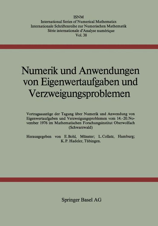 Produktbild: Numerik und Anwendungen von Eigenwertaufgaben und Verzweigungsproblemen