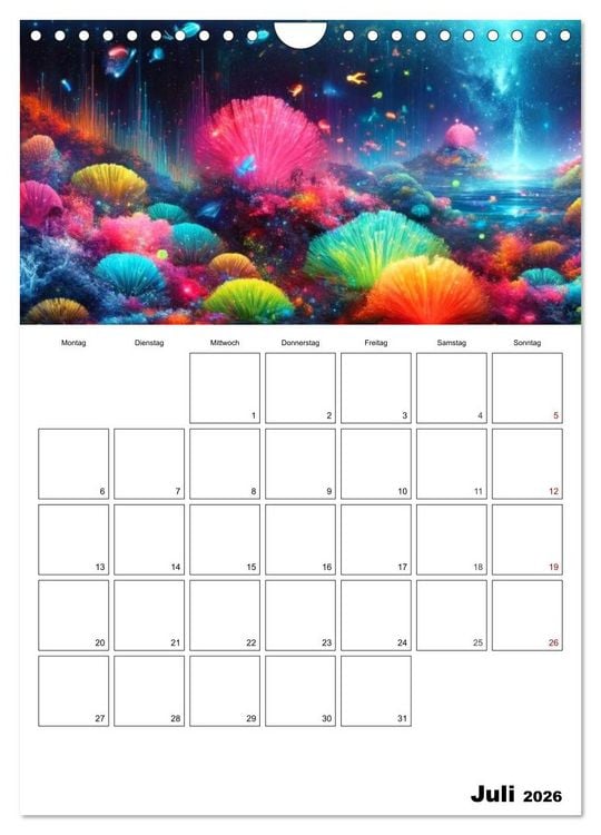 Produktbild: Neonlicht Familienplaner (Wandkalender 2026 DIN A4 hoch), CALVENDO Monatskalender
