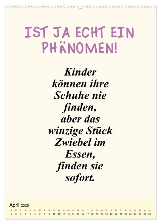 Produktbild: Spr&uuml;che-Kalender. Lustiges f&uuml;r die Familie! (Wandkalender 2026 DIN A2 hoch), CALVENDO Monatskalender