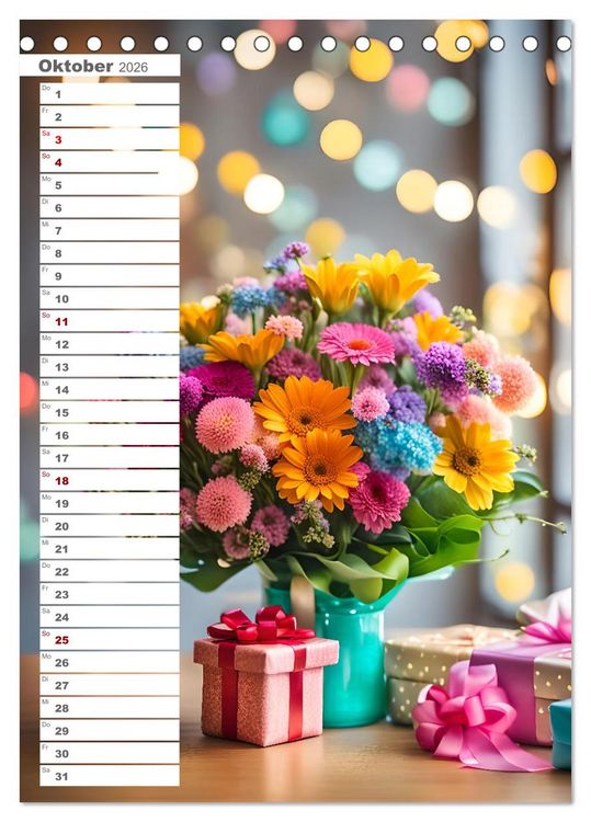 Produktbild: Festliche Momente - Ein Jahr mit KI Geburtstagen (Tischkalender 2026 DIN A5 hoch), CALVENDO Monatskalender
