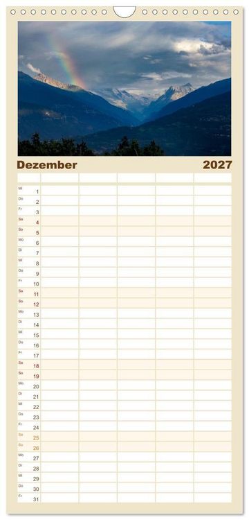 Produktbild: Familienplaner 2027 - TMB - Mont Blanc mit 5 Spalten (Wandkalender, 21 x 45 cm) CALVENDO