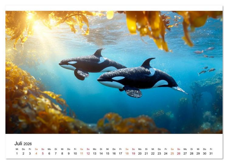 Produktbild: Orcas - ein Jahr voller Meer (Wandkalender 2026 DIN A2 quer), CALVENDO Monatskalender