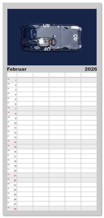 Produktbild: Familienplaner 2026 - Two-Seater Racing Cars 1950-1960 mit 5 Spalten (Wandkalender, 21 x 45 cm) CALVENDO