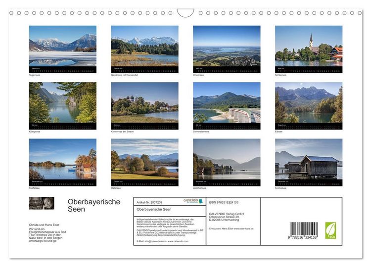 Produktbild: Oberbayerische Seen (Wandkalender 2026 DIN A3 quer), CALVENDO Monatskalender