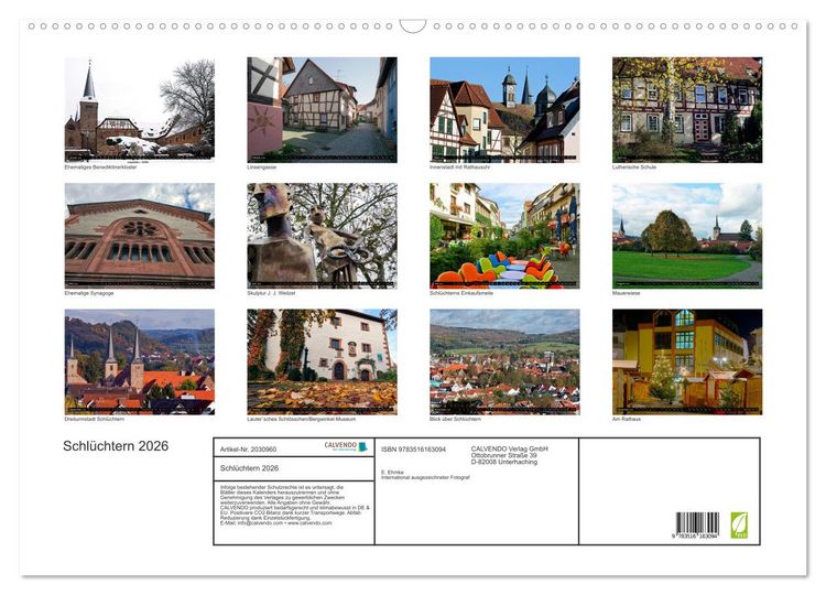 Produktbild: Schl&uuml;chtern 2026 (Wandkalender 2026 DIN A2 quer), CALVENDO Monatskalender