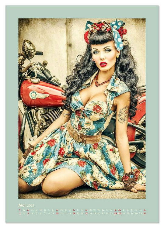 Produktbild: Flair der 50er Jahre. Girls im nostalgischen Pin-up-Stil (Tischkalender 2026 DIN A5 hoch), CALVENDO Monatskalender