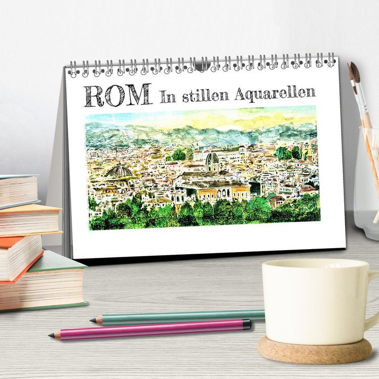 Produktbild: ROM In stillen Aquarellen (Tischkalender 2026 DIN A5 quer), CALVENDO Monatskalender