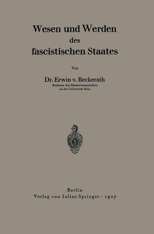 Produktbild: Wesen und Werden des fascistischen Staates