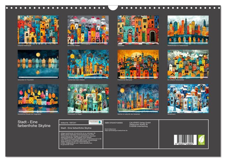 Produktbild: Stadt - Eine farbenfrohe Skyline (Wandkalender 2026 DIN A3 quer), CALVENDO Monatskalender