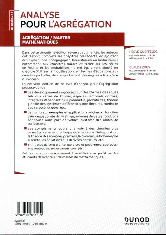 Produktbild: Analyse pour l'agr&eacute;gation : cours et exercices corrig&eacute;s