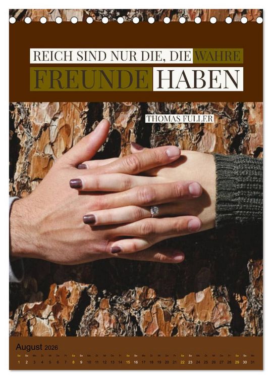Produktbild: Freundschaft Weisheiten und Zitate (Tischkalender 2026 DIN A5 hoch), CALVENDO Monatskalender
