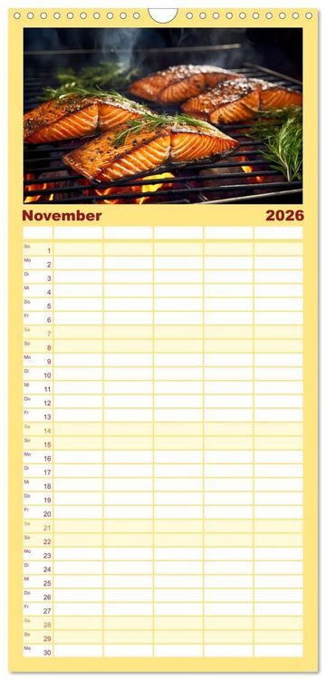 Produktbild: Familienplaner 2026 - BBQ Feuerzauber - Grillkalender mit 5 Spalten (Wandkalender, 21 x 45 cm) CALVENDO