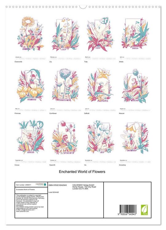 Produktbild: Enchanted World of Flowers (High Quality Premium Wall Calendar 2026 DIN A2 portrait),CALVENDO 12 Month Wall Calendar