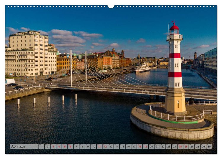Produktbild: Malm&ouml; von oben (hochwertiger Premium Wandkalender 2026 DIN A2 quer), Kunstdruck in Hochglanz