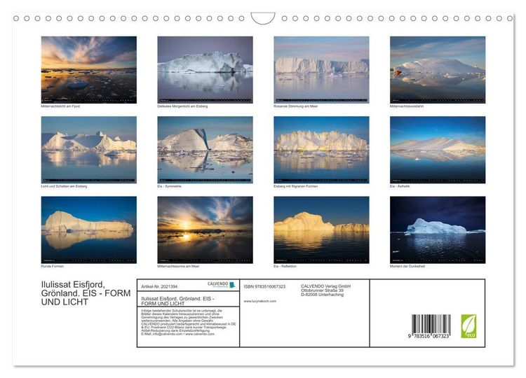 Produktbild: Ilulissat Eisfjord, Gr&ouml;nland. EIS - FORM UND LICHT (Wandkalender 2026 DIN A3 quer), CALVENDO Monatskalender