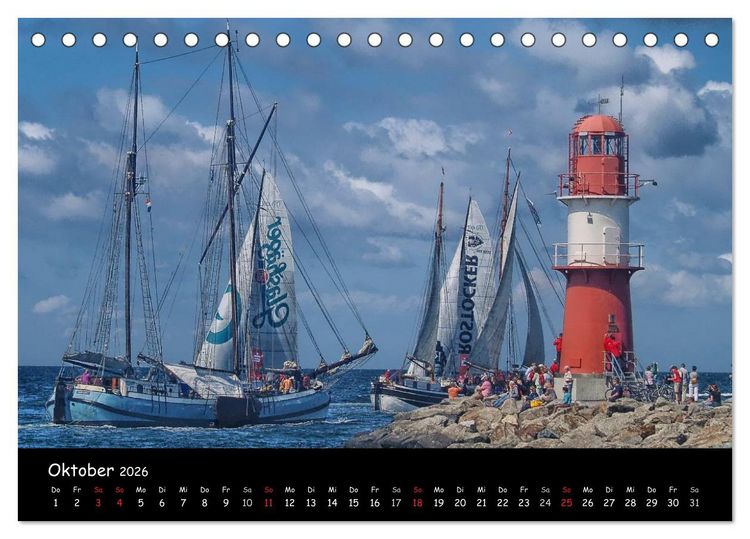 Produktbild: Windjammer vor Warnem&uuml;nde (Tischkalender 2026 DIN A5 quer), CALVENDO Monatskalender