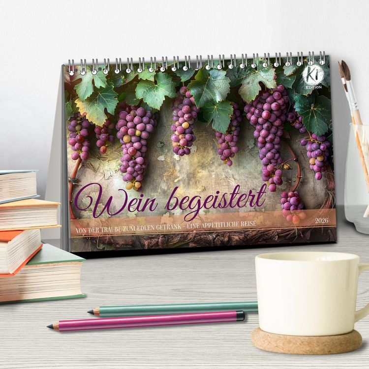 Produktbild: Wein begeistert (Tischkalender 2026 DIN A5 quer), CALVENDO Monatskalender
