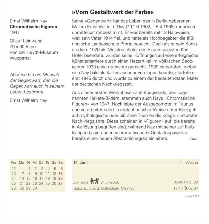 Produktbild: Kunst Tagesabrei&szlig;kalender 2027 - Kulturkalender - K&uuml;nstler, Werke, Museen