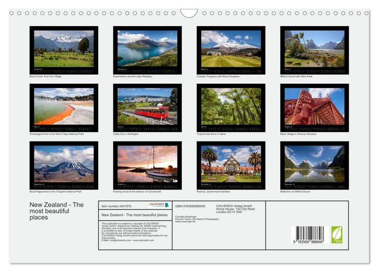 Produktbild: New Zealand - The most beautiful places (Wall Calendar 2027 DIN A3 landscape), CALVENDO 12 Month Wall Calendar
