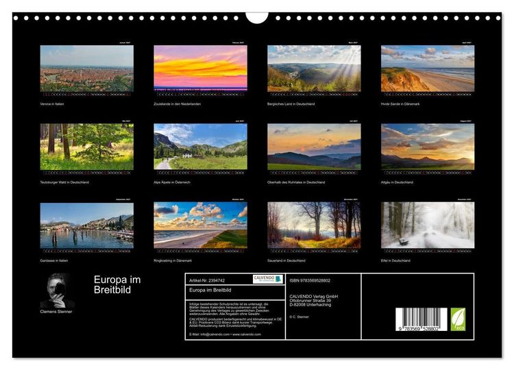 Produktbild: Europa im Breitbild (Wandkalender 2027 DIN A3 quer), CALVENDO Monatskalender
