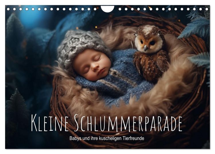 Produktbild: Kleine Schlummerparade: Babys und ihre kuscheligen Tierfreunde (Wandkalender 2026 DIN A4 quer), CALVENDO Monatskalender