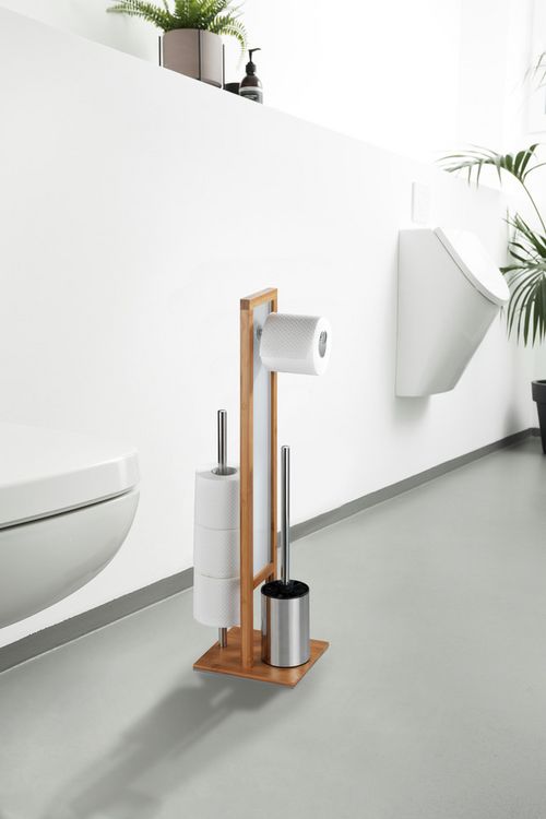 Produktbild: Stand WC-Garnitur Mod. Rivalta Bambus, integrierter Toilettenpapierhalter und WC-B&uuml;rstenhalter
