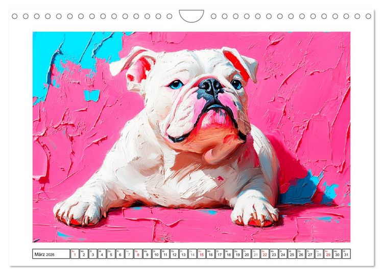 Produktbild: Bulldoggen Paintings. K&uuml;nstlerische Hundeportr&auml;ts im leuchtenden &Ouml;lgem&auml;lde-Stil (Wandkalender 2026 DIN A4 quer), CALVENDO Monatskalender