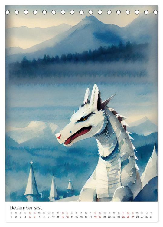 Produktbild: Faszination Mittelalter - Von mittelalterlichen Burgen und Drachen (Tischkalender 2026 DIN A5 hoch), CALVENDO Monatskalender