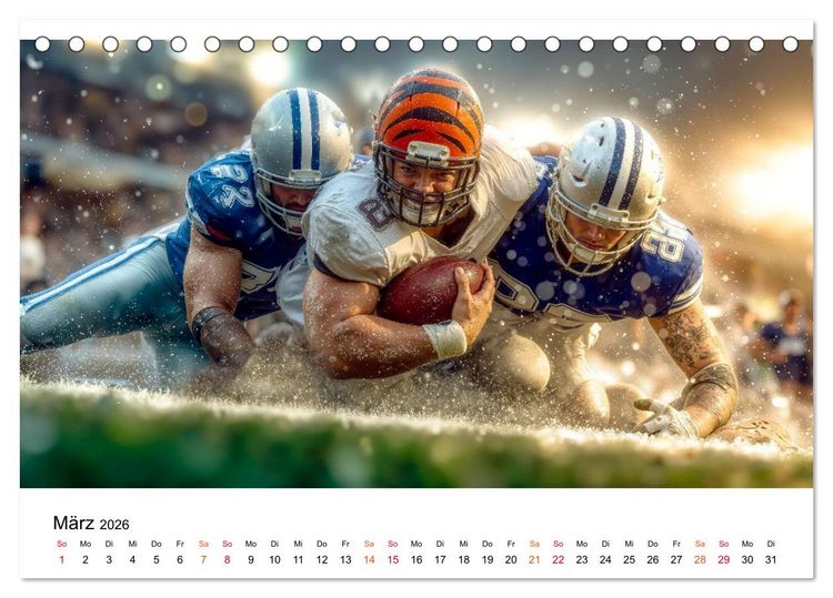 Produktbild: American Football - Touchdown durchs Jahr (Tischkalender 2026 DIN A5 quer), CALVENDO Monatskalender