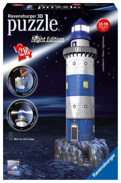 Produktbild: 3D Puzzle Ravensburger Leuchtturm bei Nacht 216 Teile