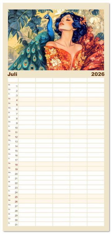 Produktbild: Familienplaner 2026 - Die Epoche Art Nouveau - Mit eleganter Mode mit 5 Spalten (Wandkalender, 21 x 45 cm) CALVENDO