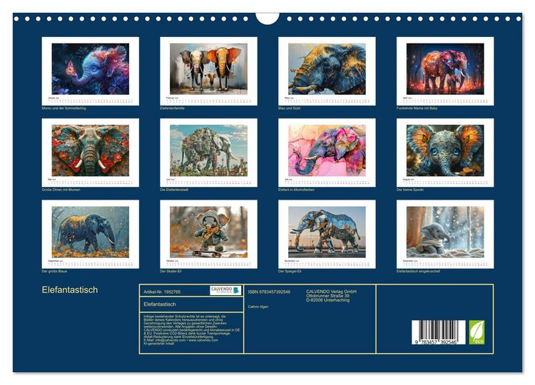 Produktbild: Elefantastisch (Wandkalender 2026 DIN A3 quer), CALVENDO Monatskalender