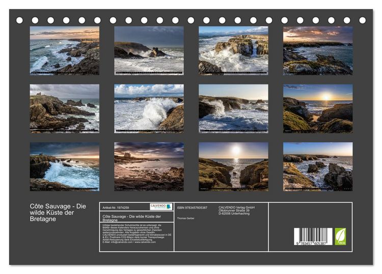 Produktbild: C&ocirc;te Sauvage - Die wilde K&uuml;ste der Bretagne (Tischkalender 2026 DIN A5 quer), CALVENDO Monatskalender
