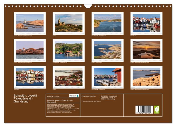 Produktbild: Bohusl&auml;n. Lysekil - Fiskeb&auml;ckskil - Grundsund (Wandkalender 2026 DIN A3 quer), CALVENDO Monatskalender