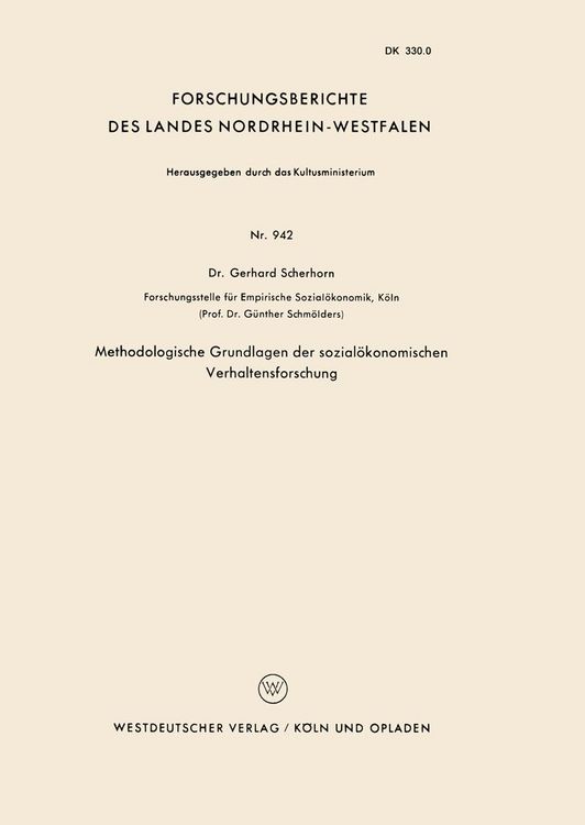 Produktbild: Methodologische Grundlagen der sozial&ouml;konomischen Verhaltensforschung