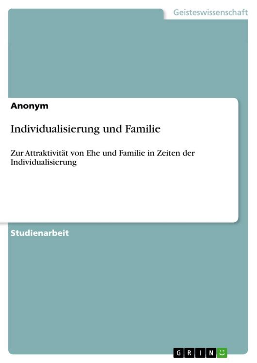 Produktbild: Individualisierung und Familie
