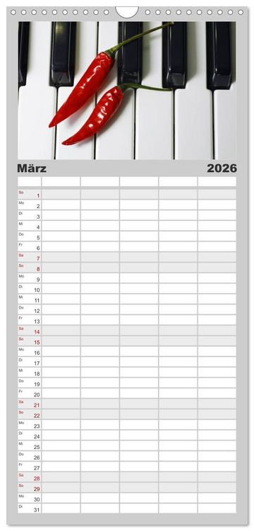 Produktbild: Familienplaner 2026 - Hot Chili K&uuml;chen Kalender mit 5 Spalten (Wandkalender, 21 x 45 cm) CALVENDO