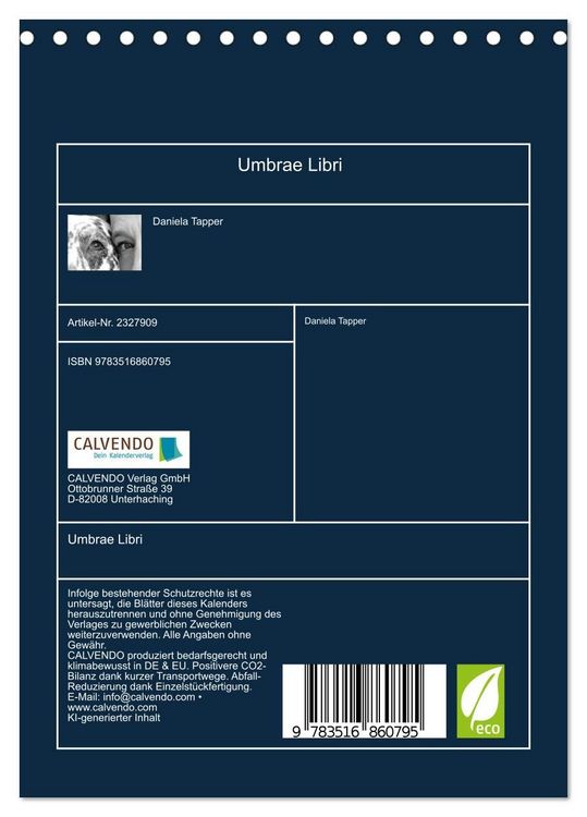 Produktbild: Umbrae Libri (Tischkalender 2027 DIN A5 hoch), CALVENDO Monatskalender