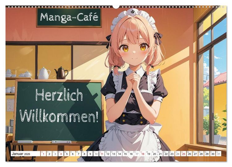 Produktbild: Manga Caf&eacute; Tr&auml;ume - Kawaii Anime-Kalender voller s&uuml;&szlig;er Momente (hochwertiger Premium Wandkalender 2026 DIN A2 quer), Kunstdruck in Hochglanz