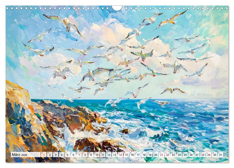 Produktbild: Ein Tag am Meer - Durch die Augen der Impressionisten (Wandkalender 2026 DIN A3 quer), CALVENDO Monatskalender