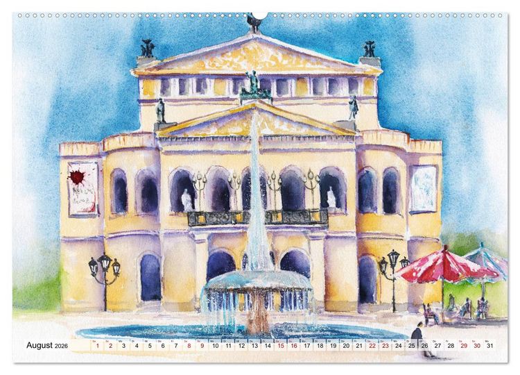 Produktbild: Frankfurt in Aquarell (hochwertiger Premium Wandkalender 2026 DIN A2 quer), Kunstdruck in Hochglanz
