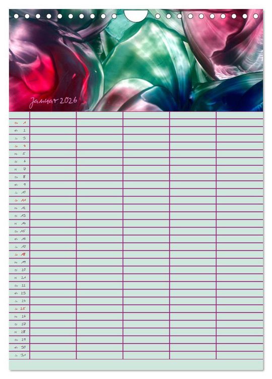 Produktbild: Bl&uuml;tenzauber - Familienplaner 2026 (Wandkalender 2026 DIN A4 hoch), CALVENDO Monatskalender