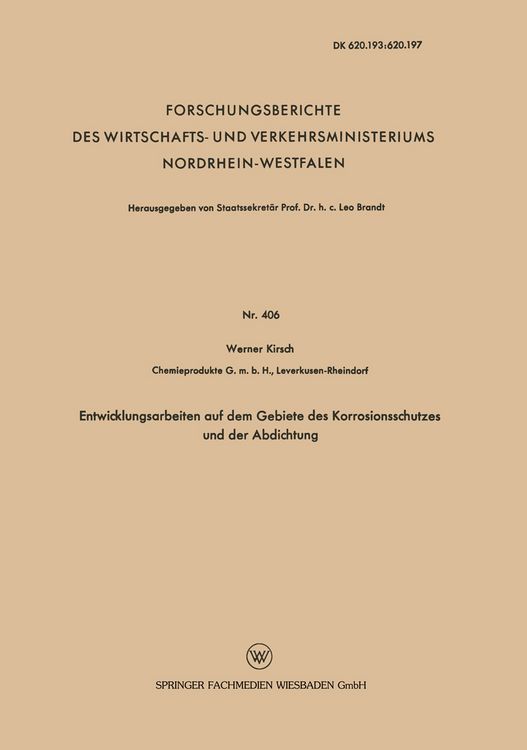 Produktbild: Entwicklungsarbeiten auf dem Gebiete des Korrosionsschutzes und der Abdichtung