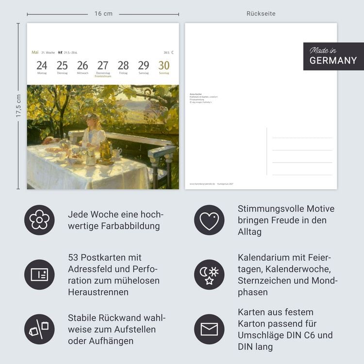 Produktbild: Kunstgenuss Postkartenkalender 2027 - Kalender mit 53 Kunstpostkarten
