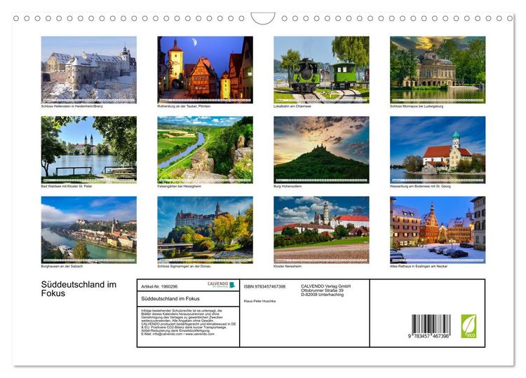 Produktbild: S&uuml;ddeutschland im Fokus (Wandkalender 2026 DIN A3 quer), CALVENDO Monatskalender