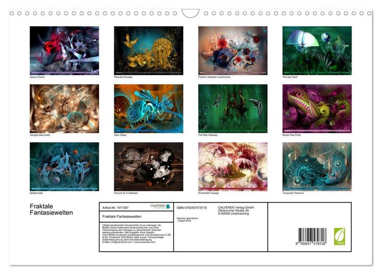 Produktbild: Fraktale Fantasiewelten (Wandkalender 2026 DIN A3 quer), CALVENDO Monatskalender
