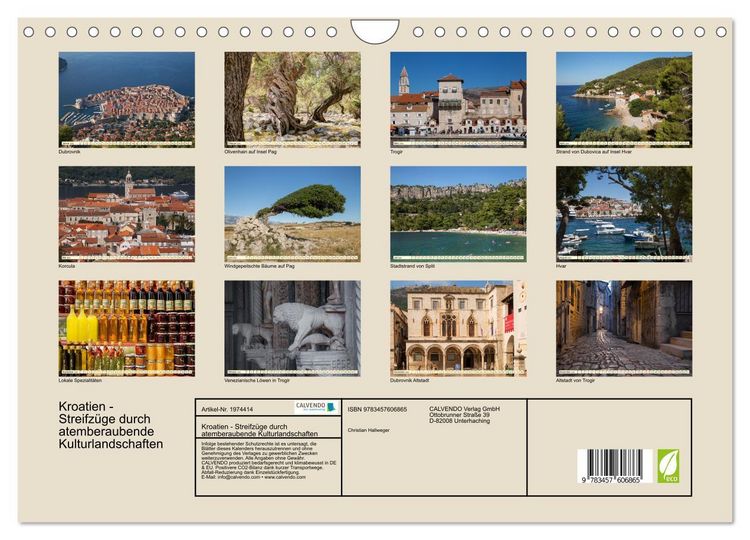 Produktbild: Kroatien - Streifz&uuml;ge durch atemberaubende Kulturlandschaften (Wandkalender 2026 DIN A4 quer), CALVENDO Monatskalender