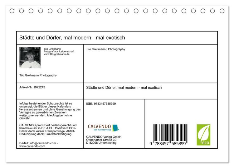 Produktbild: St&auml;dte und D&ouml;rfer, mal modern - mal exotisch (Tischkalender 2026 DIN A5 quer), CALVENDO Monatskalender