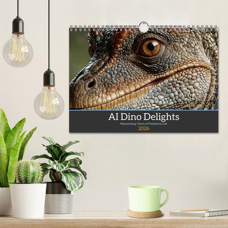 Produktbild: AI Dino Delights Mesmerizing Views of Prehistoric Life (Wall Calendar 2026 DIN A4 landscape), CALVENDO 12 Month Wall Calendar
