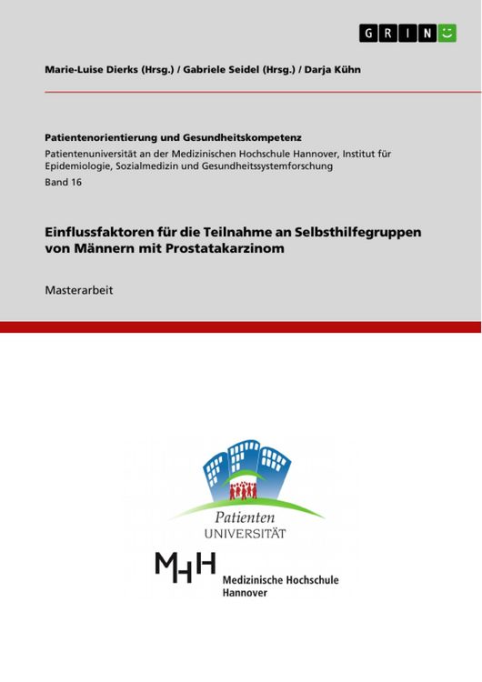 Produktbild: Einflussfaktoren f&uuml;r die Teilnahme an Selbsthilfegruppen von M&auml;nnern mit Prostatakarzinom